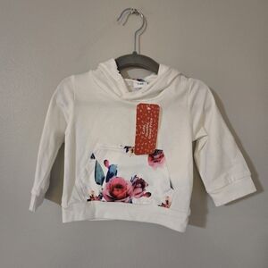 PatPat Baby Girl White and Floral Hoodie 3-6 months